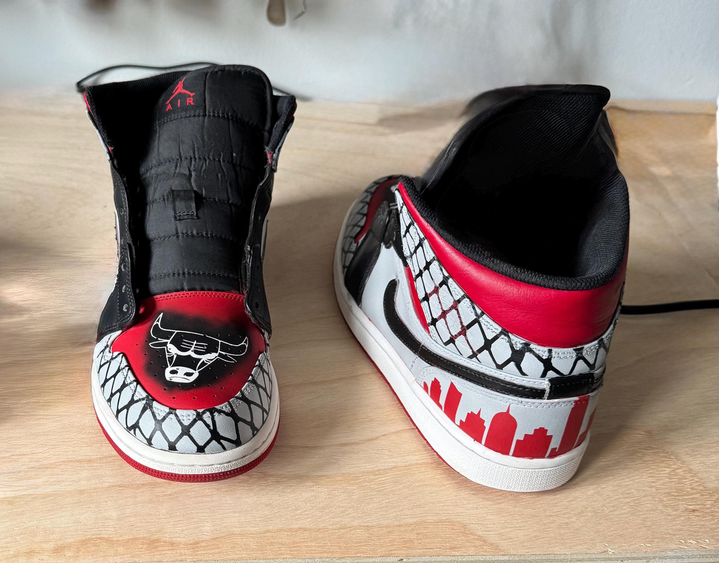 Custom Hand Painted Air Jordan 1 Sneakers "NBA Teams Urban Samurai" Design