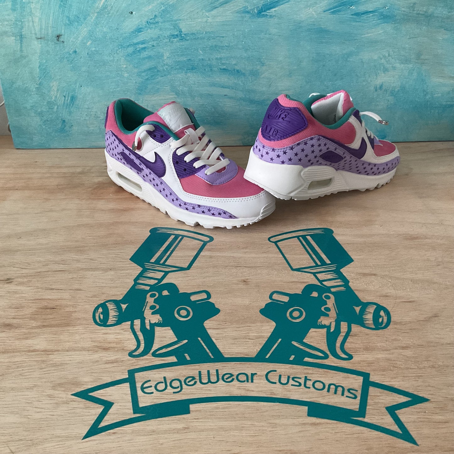 Custom Hand-Painted Nike Air Max – Pink, Purple & Star Design