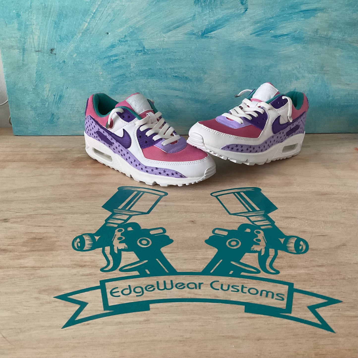 Custom Hand-Painted Nike Air Max – Pink, Purple & Star Design