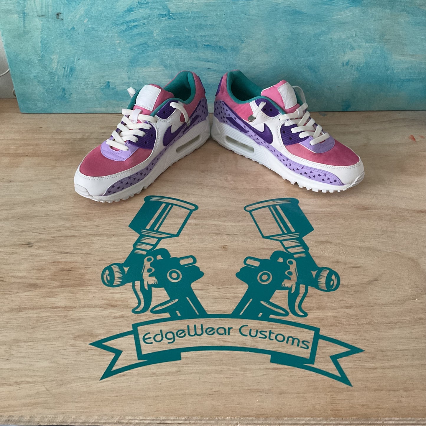 Custom Hand-Painted Nike Air Max – Pink, Purple & Star Design