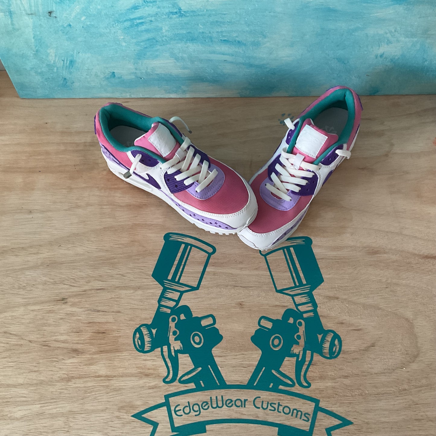 Custom Hand-Painted Nike Air Max – Pink, Purple & Star Design