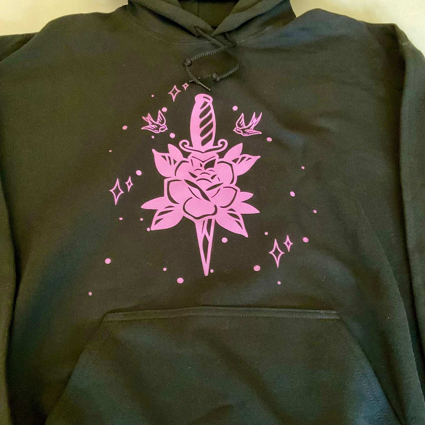 Tattoo-Inspired Rose Dagger Hoodie