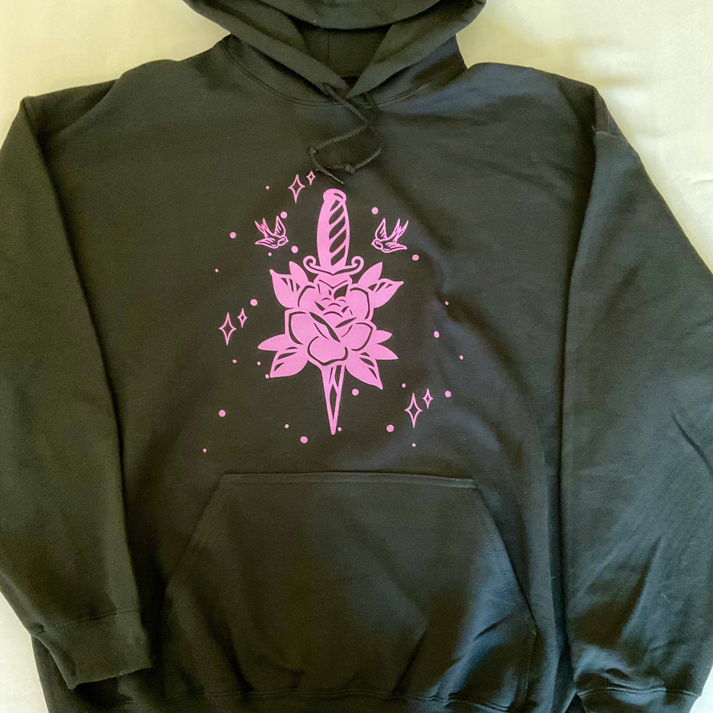 Tattoo-Inspired Rose Dagger Hoodie