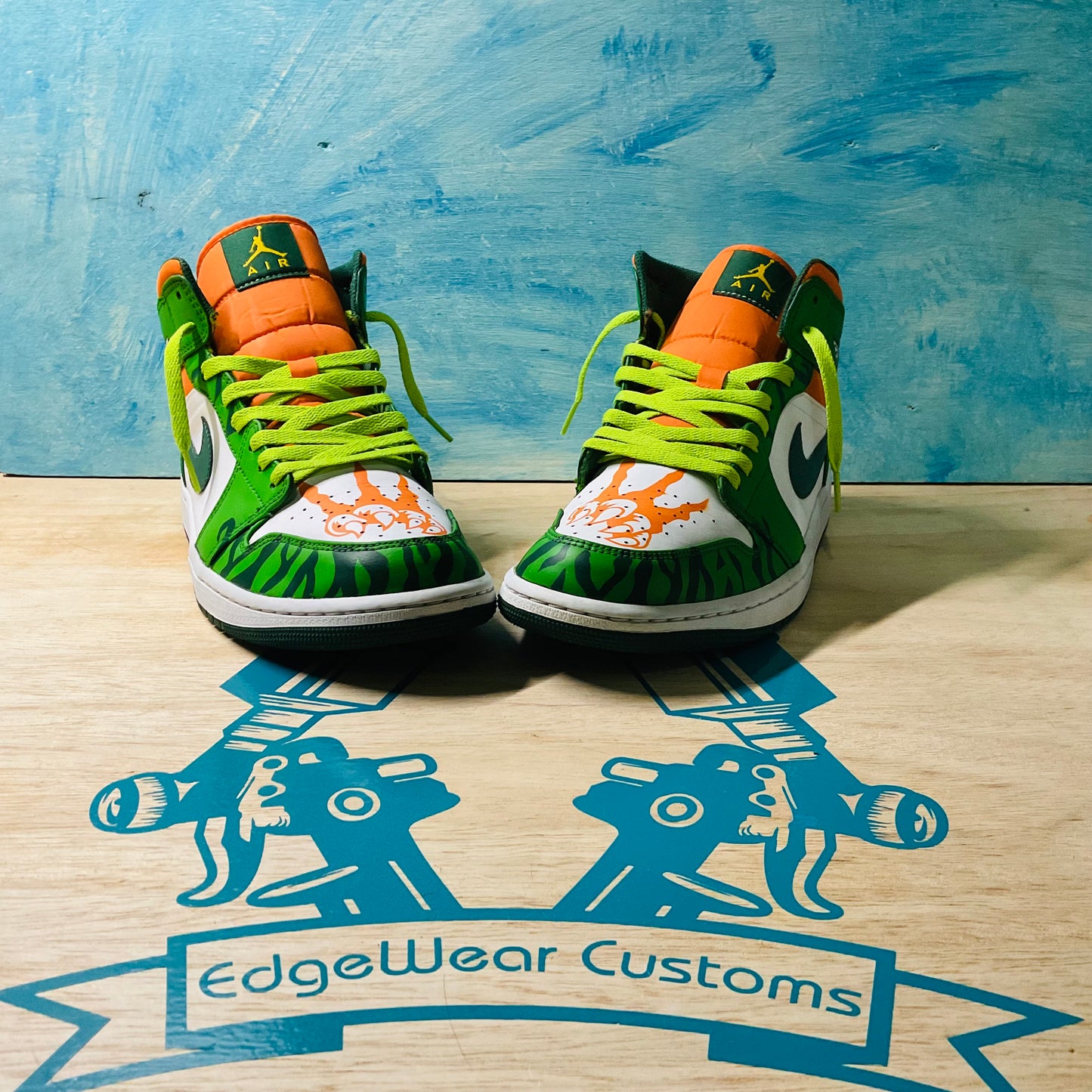 Custom Hand-Painted Air Jordan 1 Tiger Stripes and Unique Sneaker Art Personalized Custom Jordans