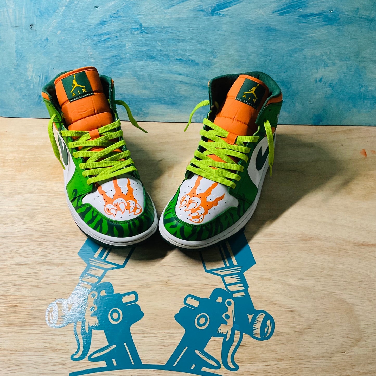 Custom Hand-Painted Air Jordan 1 Tiger Stripes and Unique Sneaker Art Personalized Custom Jordans