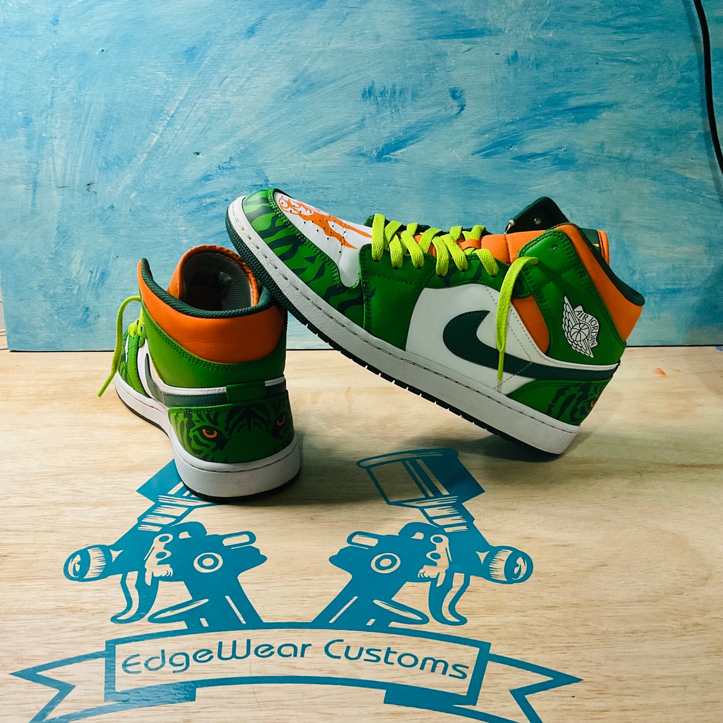 Custom Hand-Painted Air Jordan 1 Tiger Stripes and Unique Sneaker Art Personalized Custom Jordans