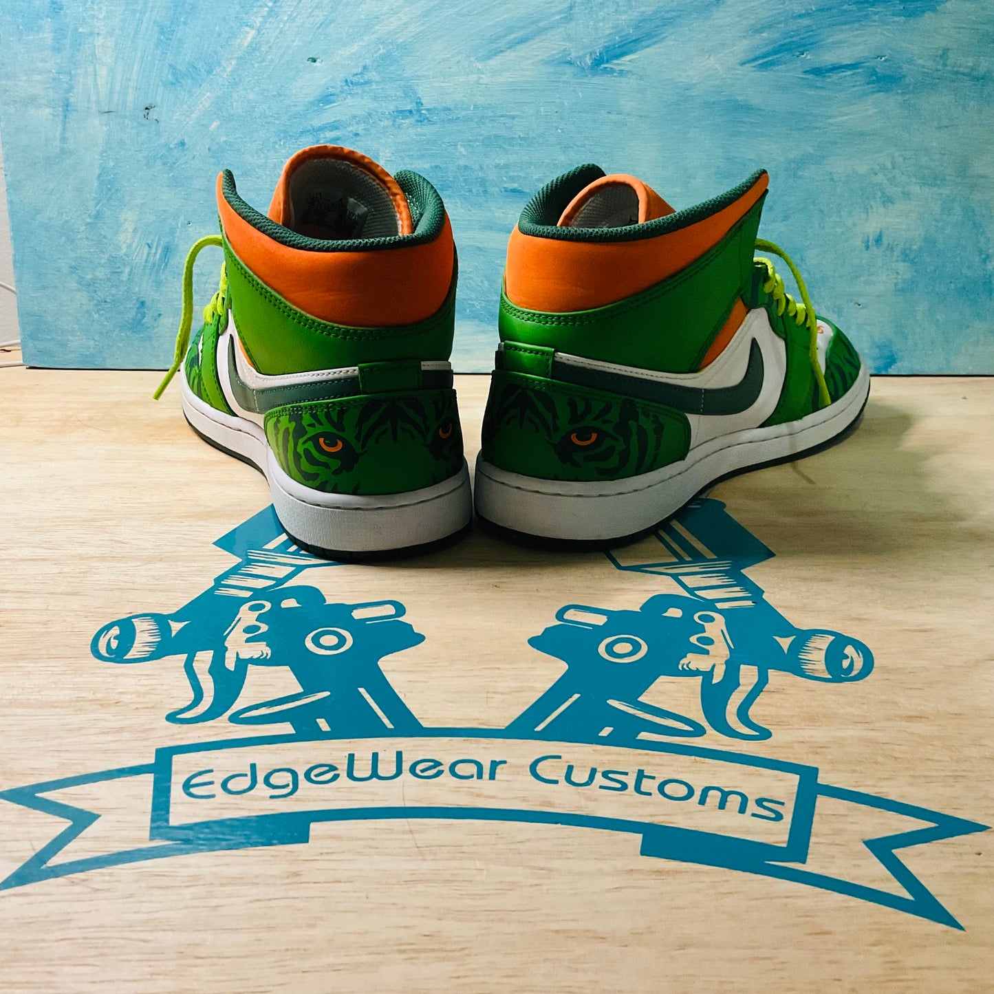 Custom Hand-Painted Air Jordan 1 Tiger Stripes and Unique Sneaker Art Personalized Custom Jordans