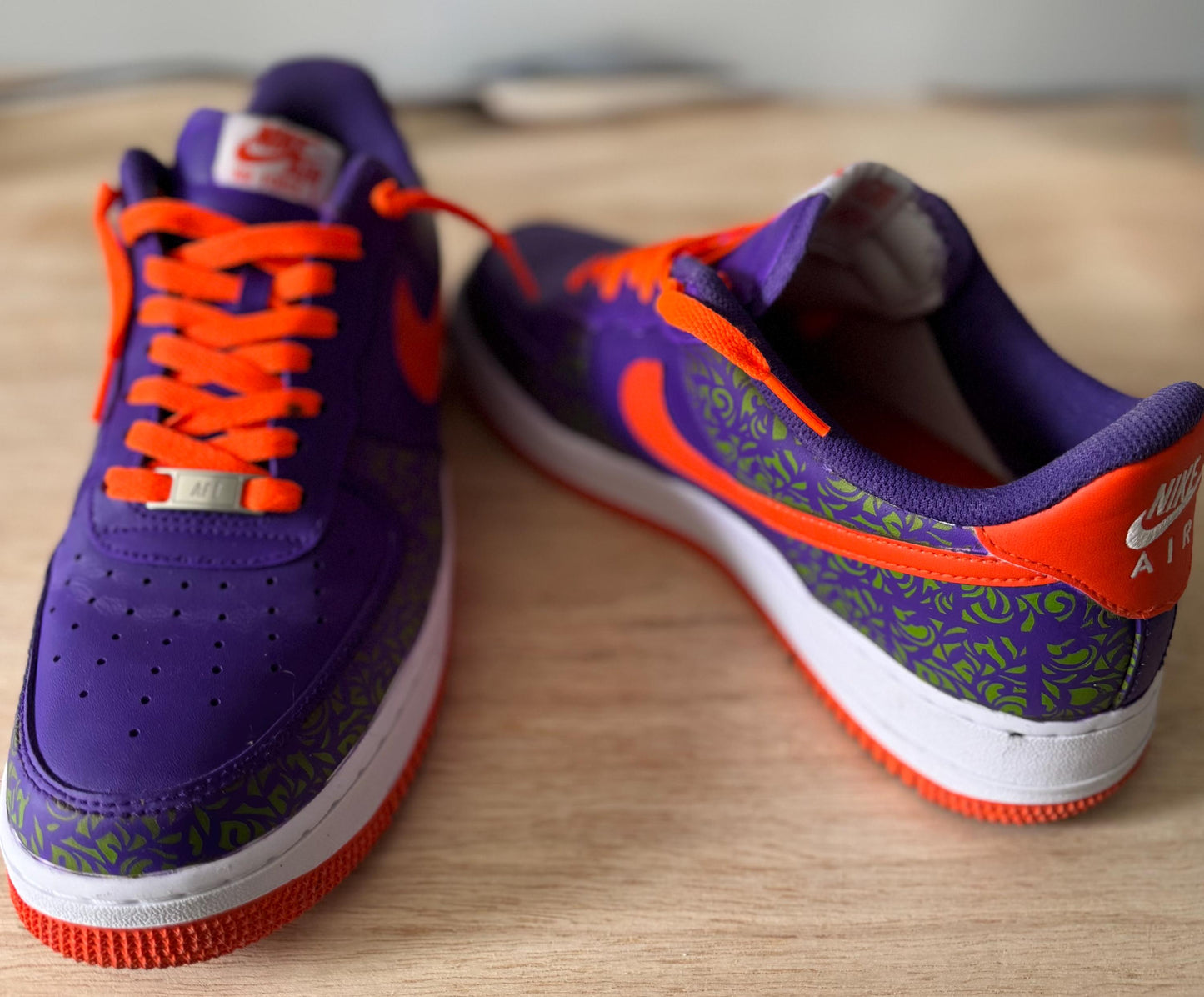 Custom Nike Air Force 1 – Purple & Orange with Detailing
